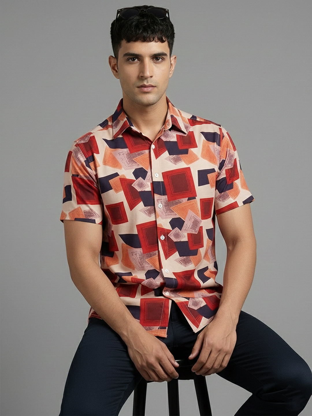 TerraDesi Geometric Clay Abstract Viscose Rayon Shirt Main image