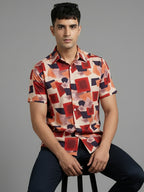 TerraDesi Geometric Clay Abstract Viscose Rayon Shirt