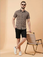 TerraDesi Tribal Grid Earthtone Shirt – Geometric Heritage Casual Wear