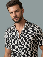 TerraDesi Monochrome Optical Illusion Print Shirt – Black & White Statement Wear