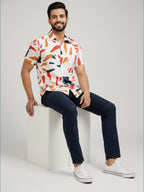 TerraDesi Ivory Abstract Brushstroke Shirt – Artistic Premium Casual Wear
