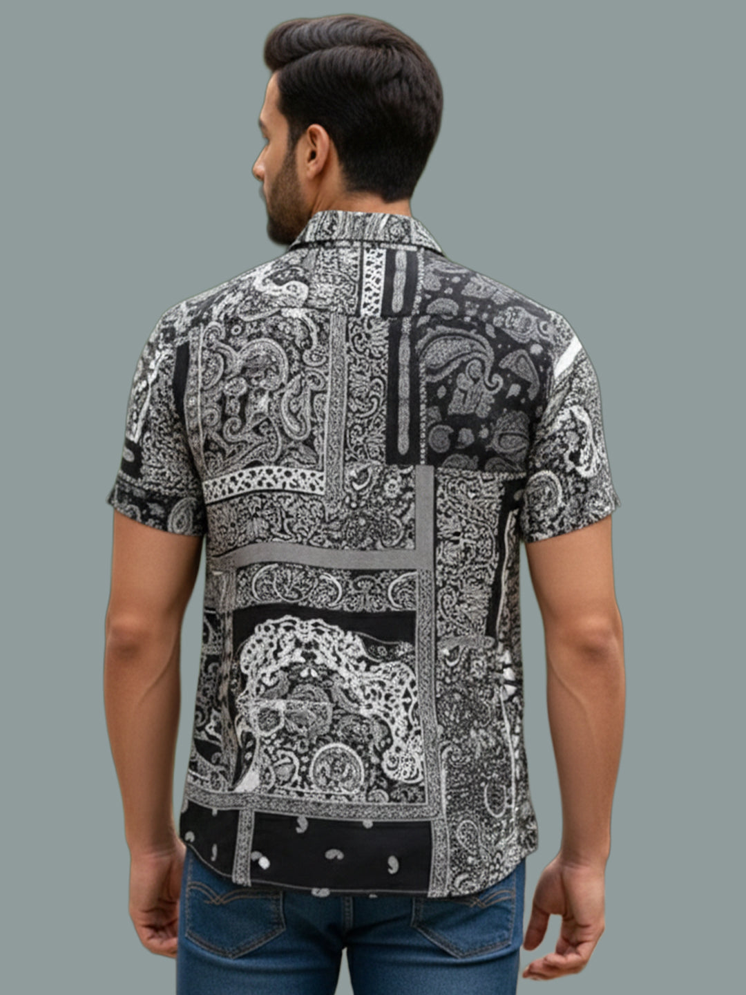 TerraDesi Monochrome Heritage Patchwork Paisley Shirt
