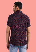TerraDesi Crimson Dusk Floral Viscose Rayon Shirt