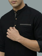TerraDesi Men's Casual Regular Fit Full Sleeve Pocket Contrast Kurta (SE119)