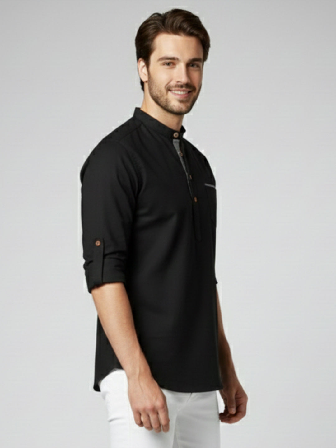 TerraDesi Men's Regular Fit Cotton Mandarin Collar Kurta (SE120)