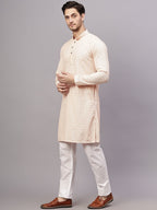 TerraDesi Royal Pista Bloom Chikankari Sequined Kurta Pajama Set