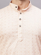TerraDesi Royal Pista Bloom Chikankari Sequined Kurta Pajama Set
