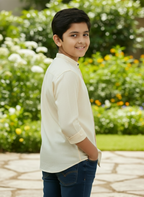 TerraDesi Junior Alabaster Grace Solid Mandarin Shirt