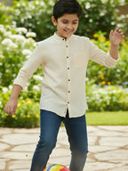 TerraDesi Junior Alabaster Grace Solid Mandarin Shirt