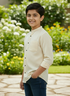 TerraDesi Junior Alabaster Grace Solid Mandarin Shirt
