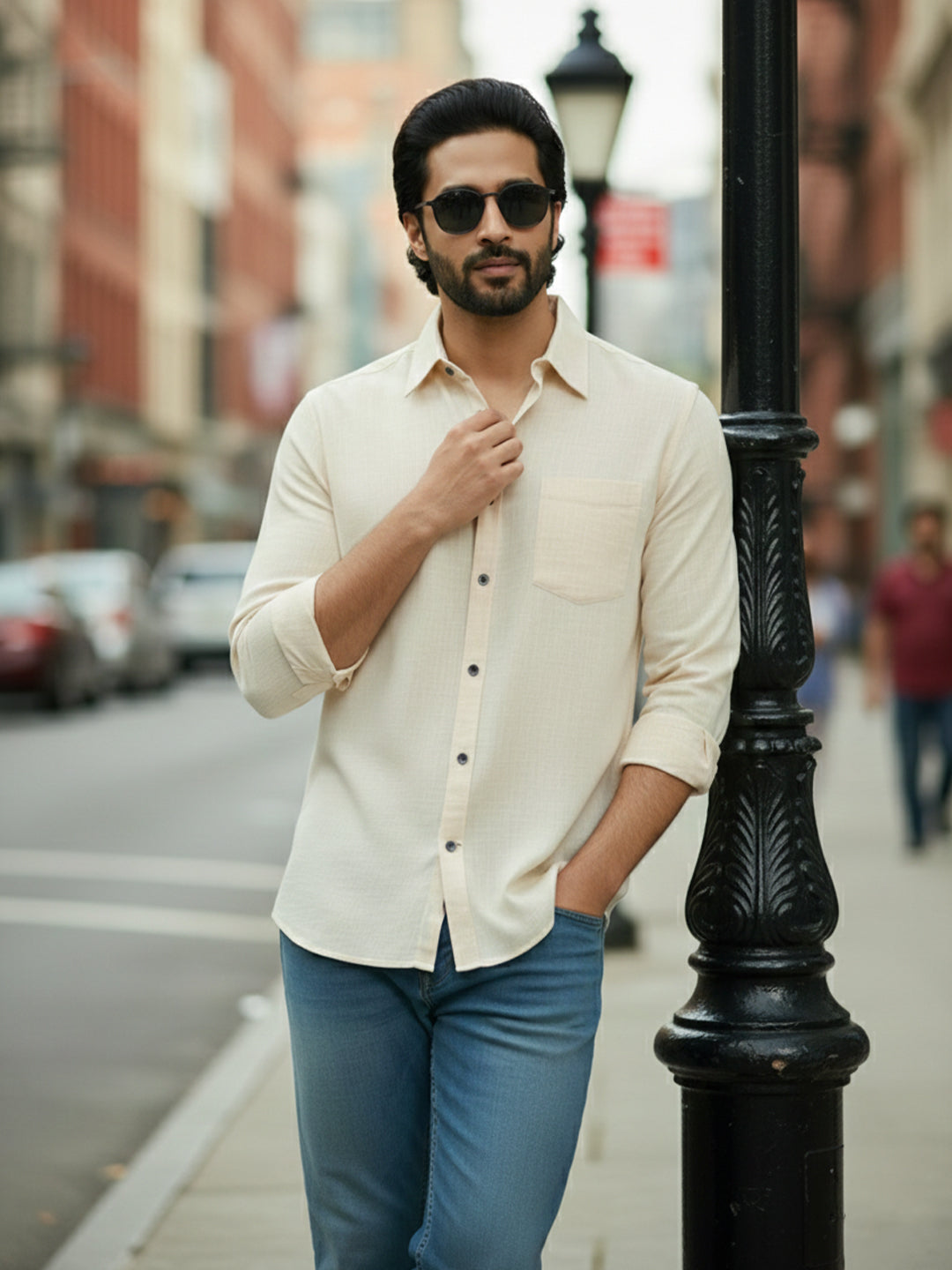 TerraDesi Citrine Glow Solid Cotton Blend Formal Shirt