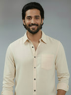 TerraDesi Citrine Glow Solid Cotton Blend Formal Shirt