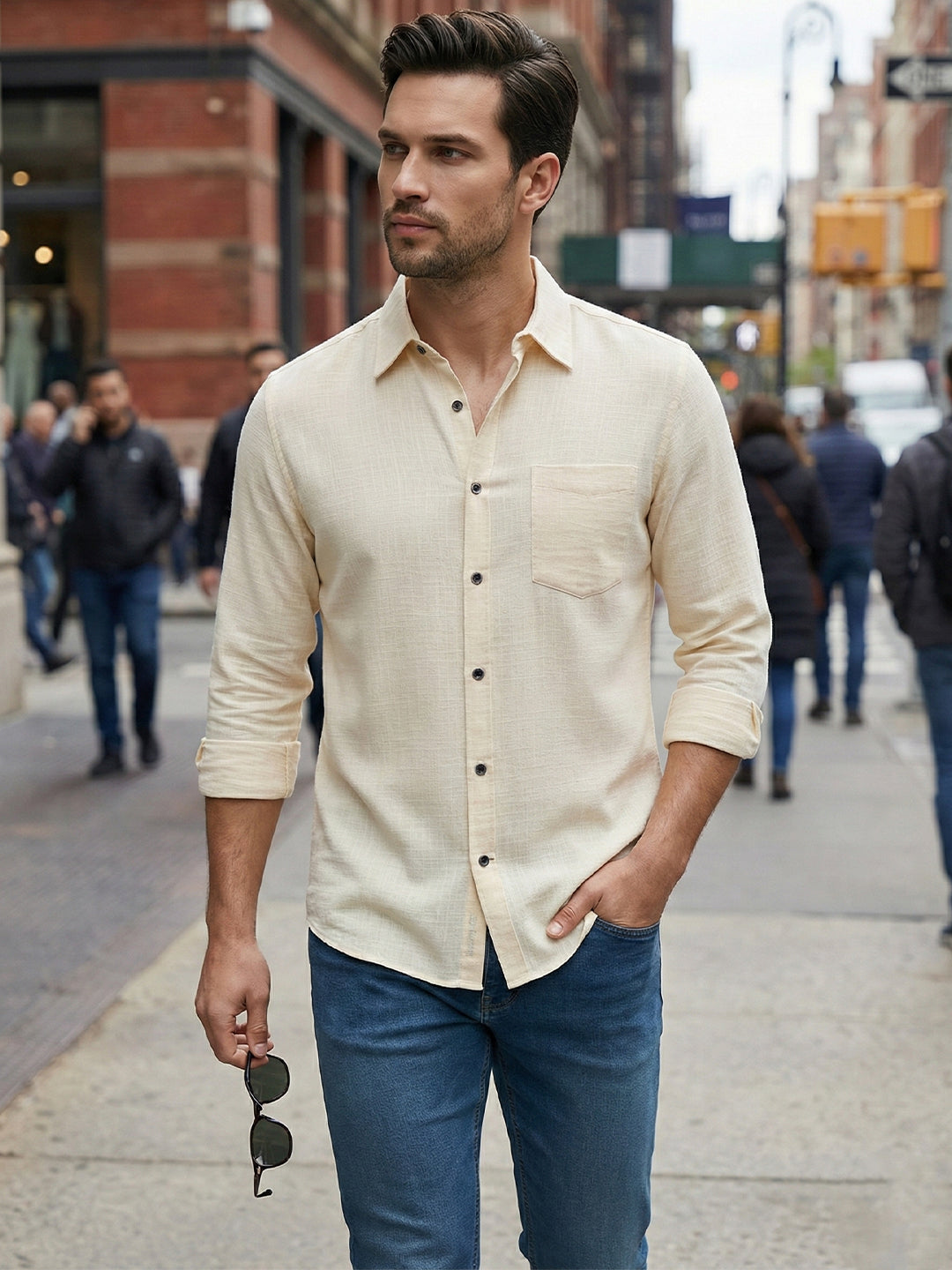 TerraDesi Men’s Essential Solid Cotton Blend Shirt