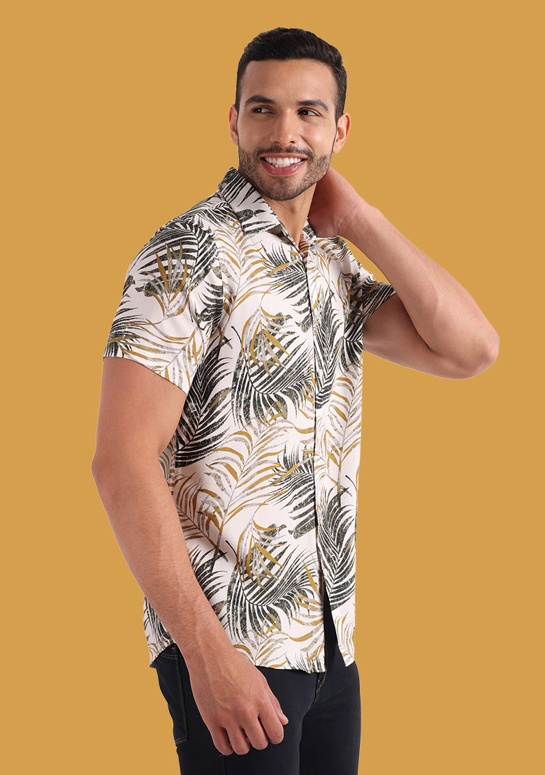 TerraDesi Golden Palm Breeze Viscose Rayon Shirt