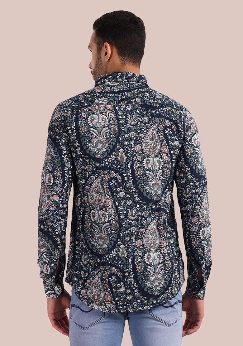 TerraDesi Midnight Garden Paisley Long Sleeve Shirt