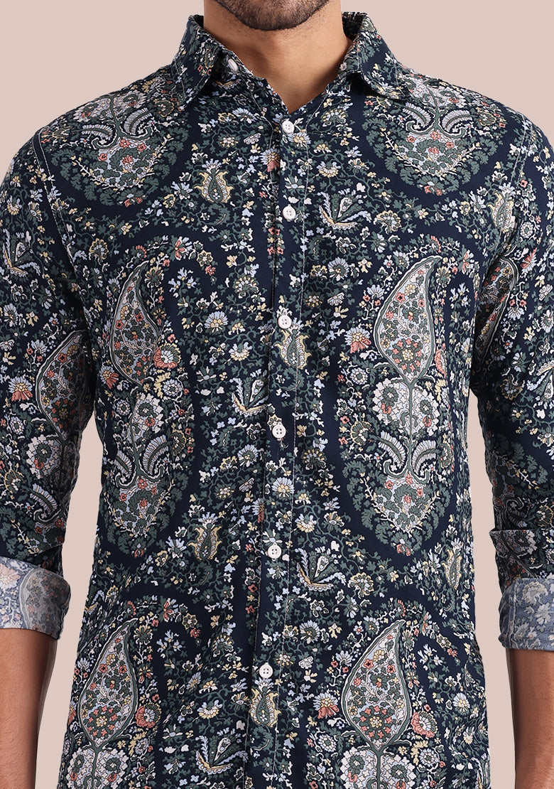 TerraDesi Midnight Garden Paisley Long Sleeve Shirt