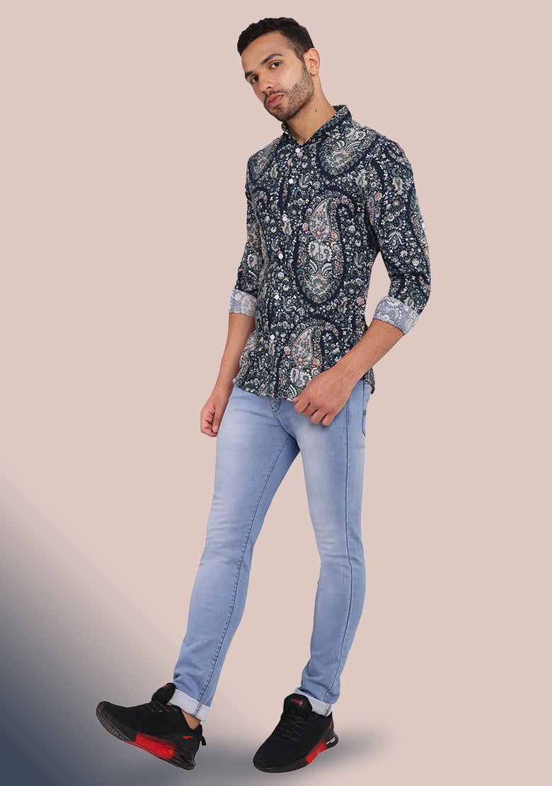 TerraDesi Midnight Garden Paisley Long Sleeve Shirt