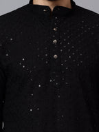 TerraDesi Regal Ruby Chikankari Sequined Triangle Embroidered Kurta Pajama Set