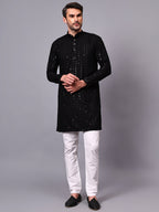TerraDesi Royal Pista Bloom Chikankari Sequined Kurta Pajama Set