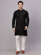 TerraDesi Golden Radiance Chikankari Sequined Kurta Pajama Set