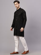 TerraDesi Golden Radiance Chikankari Sequined Kurta Pajama Set