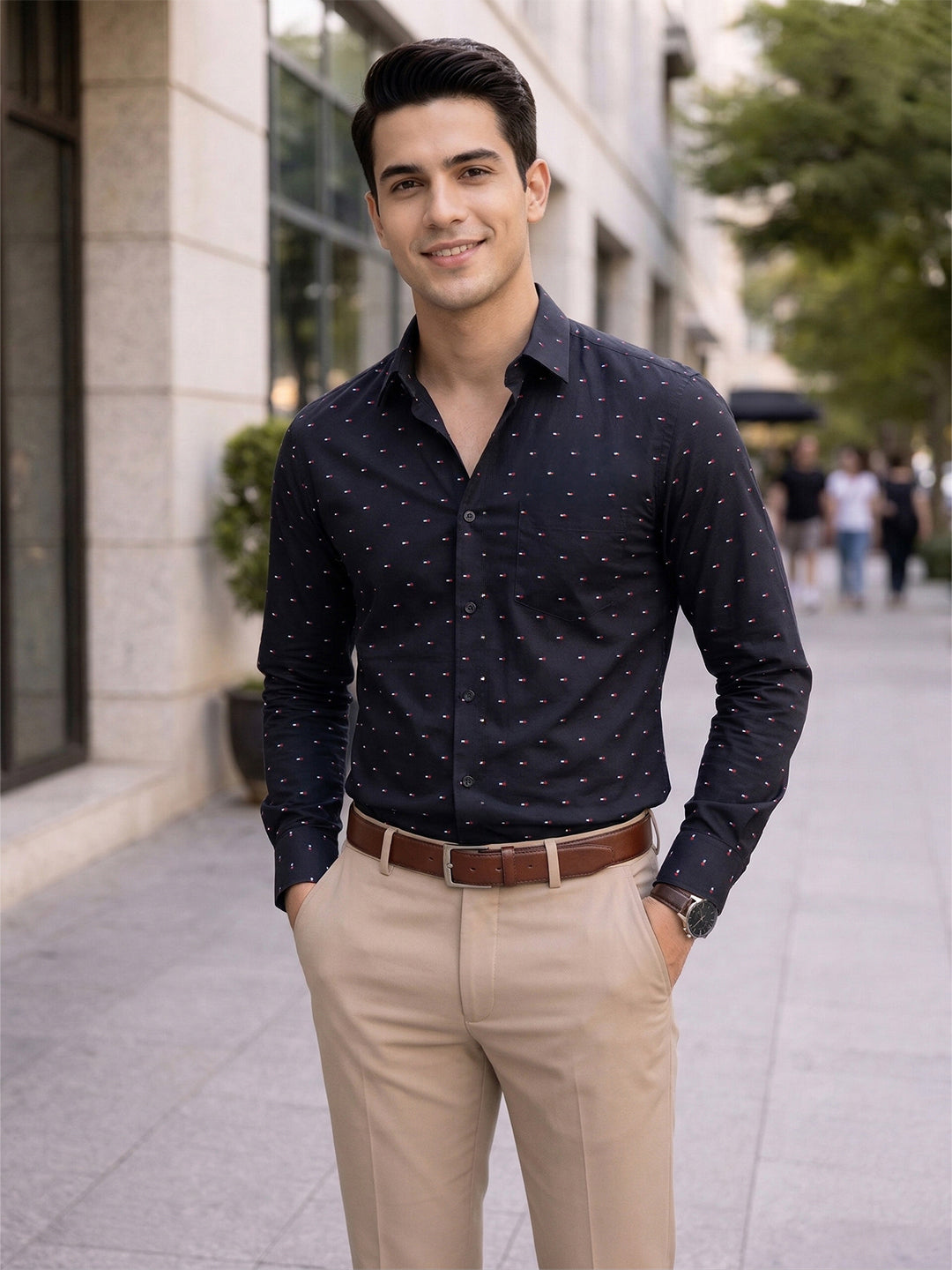 TerraDesi Urban Crest Printed Cotton Shirt for Men
