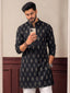 TerraDesi Noir Weave Printed Cotton Long Kurta for Men