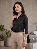Midnight Luxe Satin Shirt – Signature Power Edit