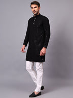 TerraDesi Royal Pista Bloom Chikankari Sequined Kurta Pajama Set