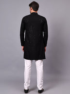 TerraDesi Royal Pista Bloom Chikankari Sequined Kurta Pajama Set