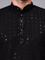 TerraDesi Royal Pista Bloom Chikankari Sequined Kurta Pajama Set
