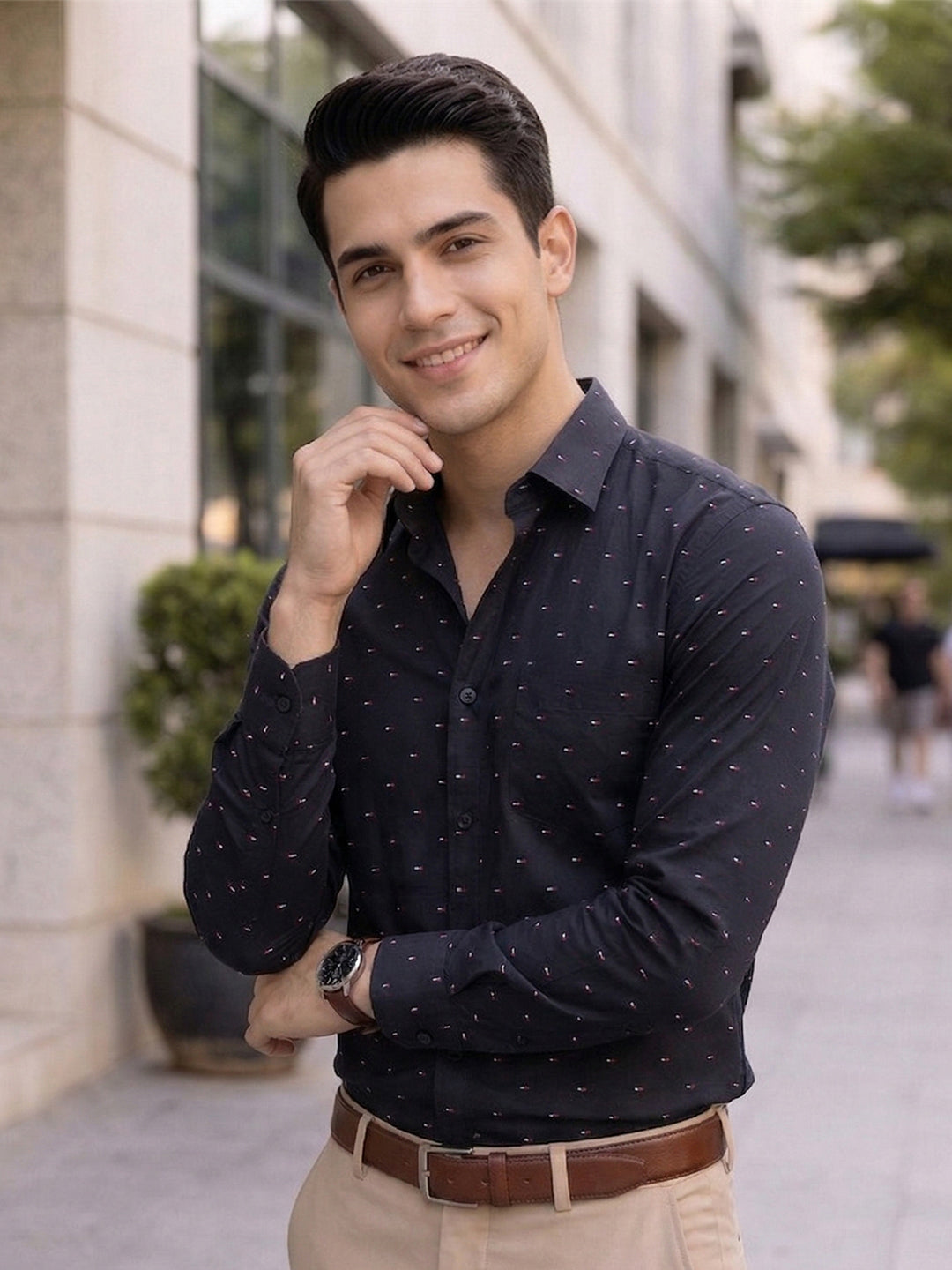 TerraDesi Urban Crest Printed Cotton Shirt for Men