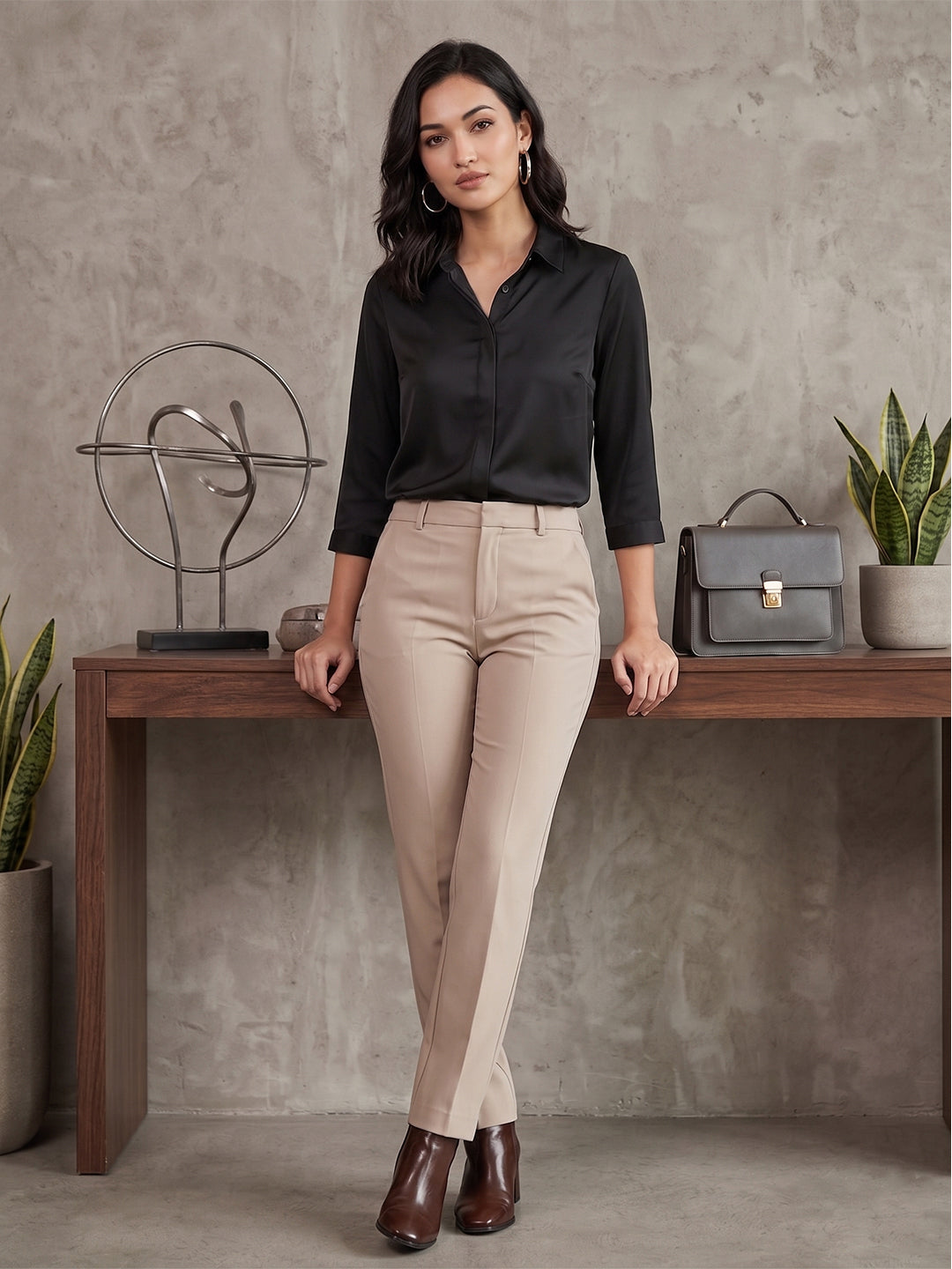 Midnight Luxe Satin Shirt – Signature Power Edit