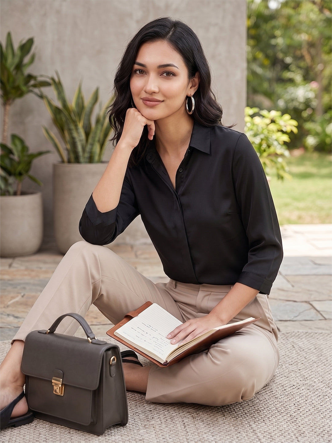 Midnight Luxe Satin Shirt – Signature Power Edit