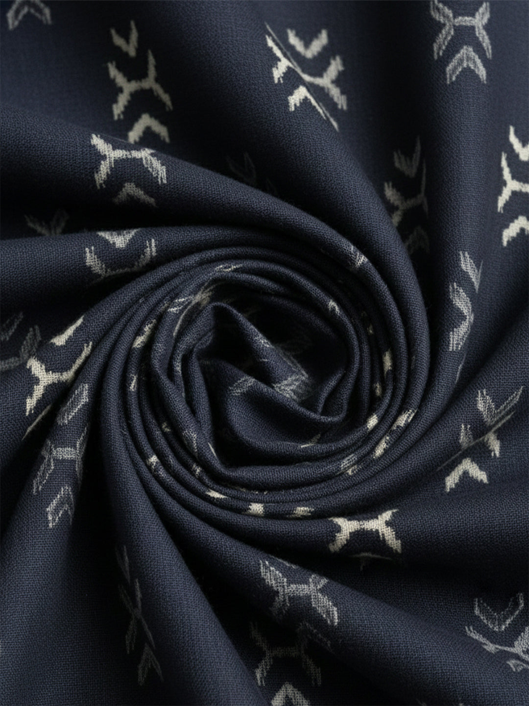 TerraDesi Midnight Black Printed Cotton Kurta for Men | Mandarin Collar Modern Ethnic Kurta