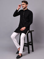 TerraDesi Royal Pista Bloom Chikankari Sequined Kurta Pajama Set