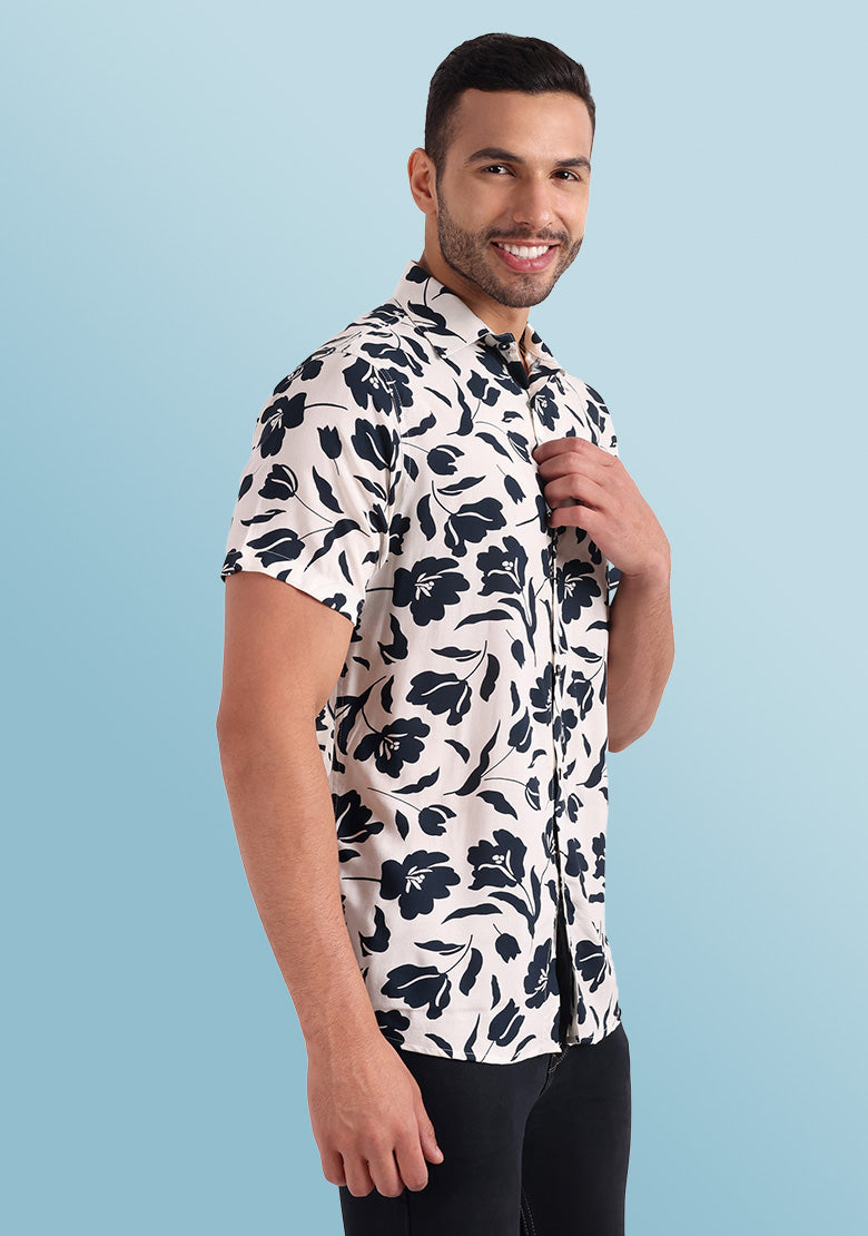 TerraDesi Midnight Floral Bloom Viscose Rayon Shirt