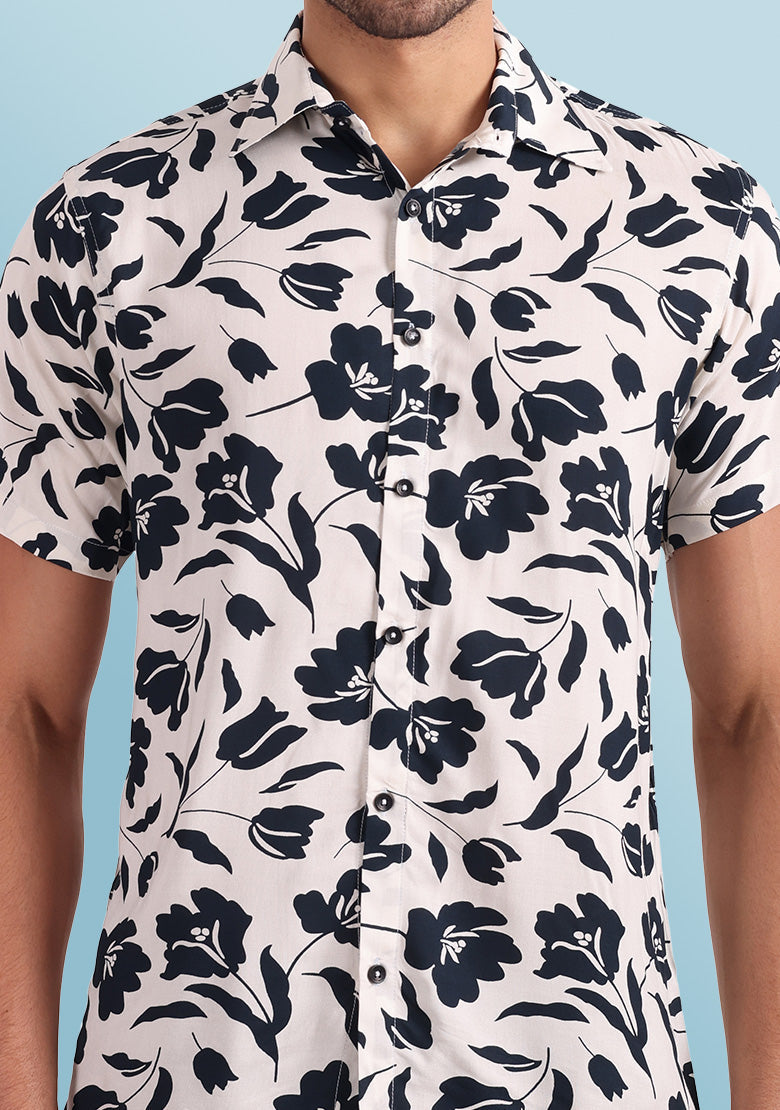 TerraDesi Midnight Floral Bloom Viscose Rayon Shirt