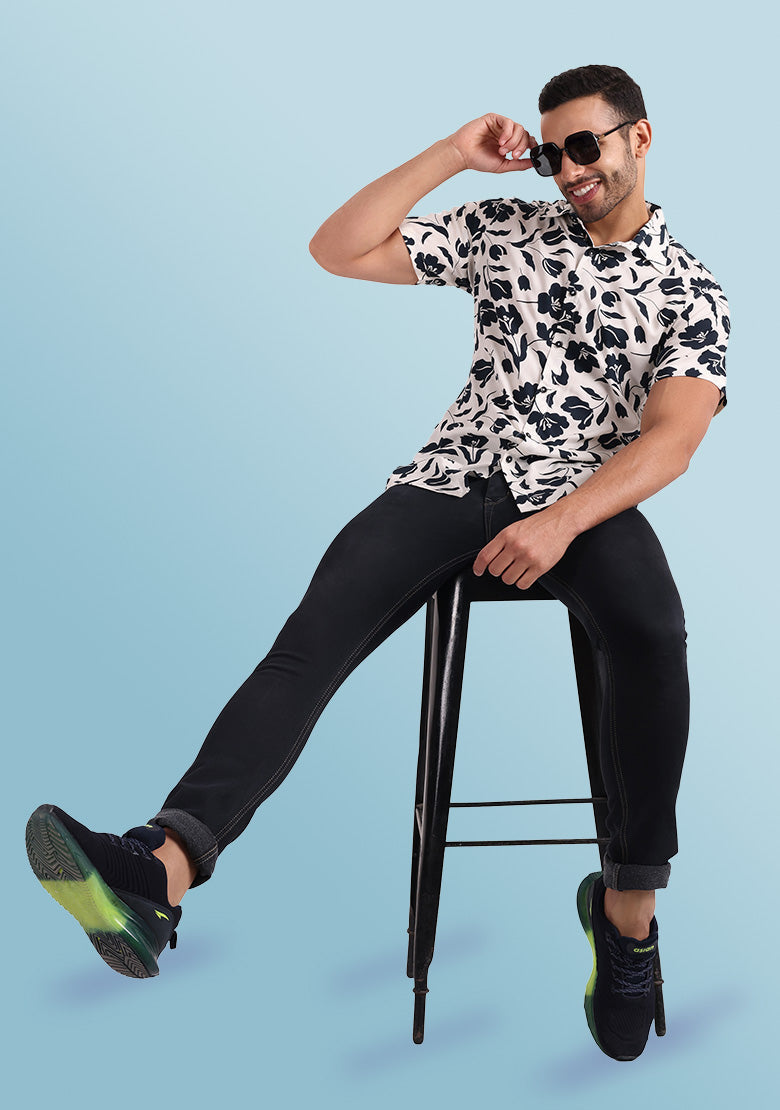TerraDesi Midnight Floral Bloom Viscose Rayon Shirt