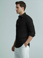 TerraDesi Onyx Midnight Solid Cotton Short Kurta