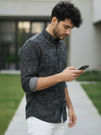 TerraDesi Charcoal Crosshatch Artisan Cotton Shirt