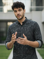 TerraDesi Charcoal Crosshatch Artisan Cotton Shirt