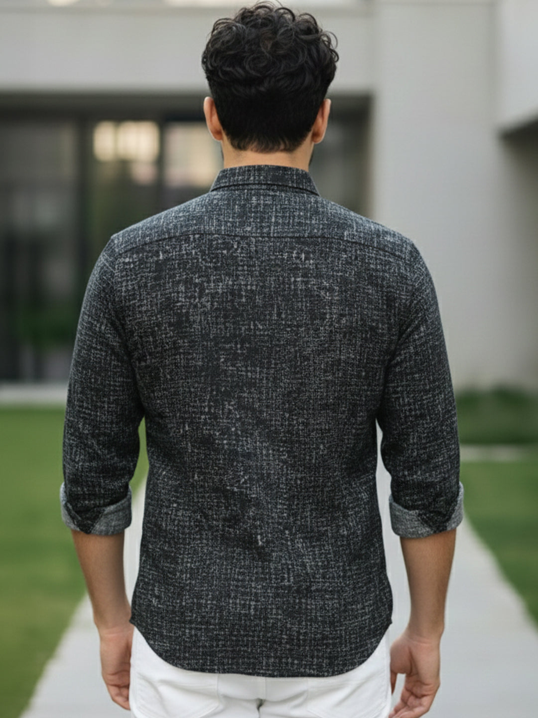 TerraDesi Charcoal Crosshatch Artisan Cotton Shirt
