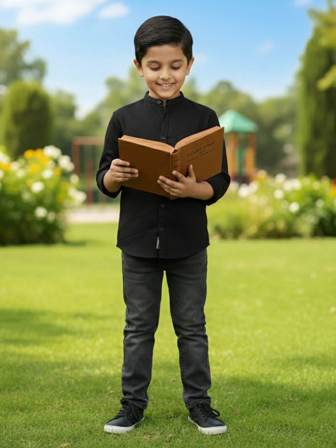 TerraDesi Junior Alabaster Grace Solid Mandarin Shirt