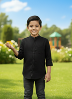 TerraDesi Junior Alabaster Grace Solid Mandarin Shirt