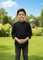 TerraDesi Junior Alabaster Grace Solid Mandarin Shirt