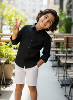 TerraDesi Junior Saffron Glow Solid Cotton Blend Full Sleeve Shirt