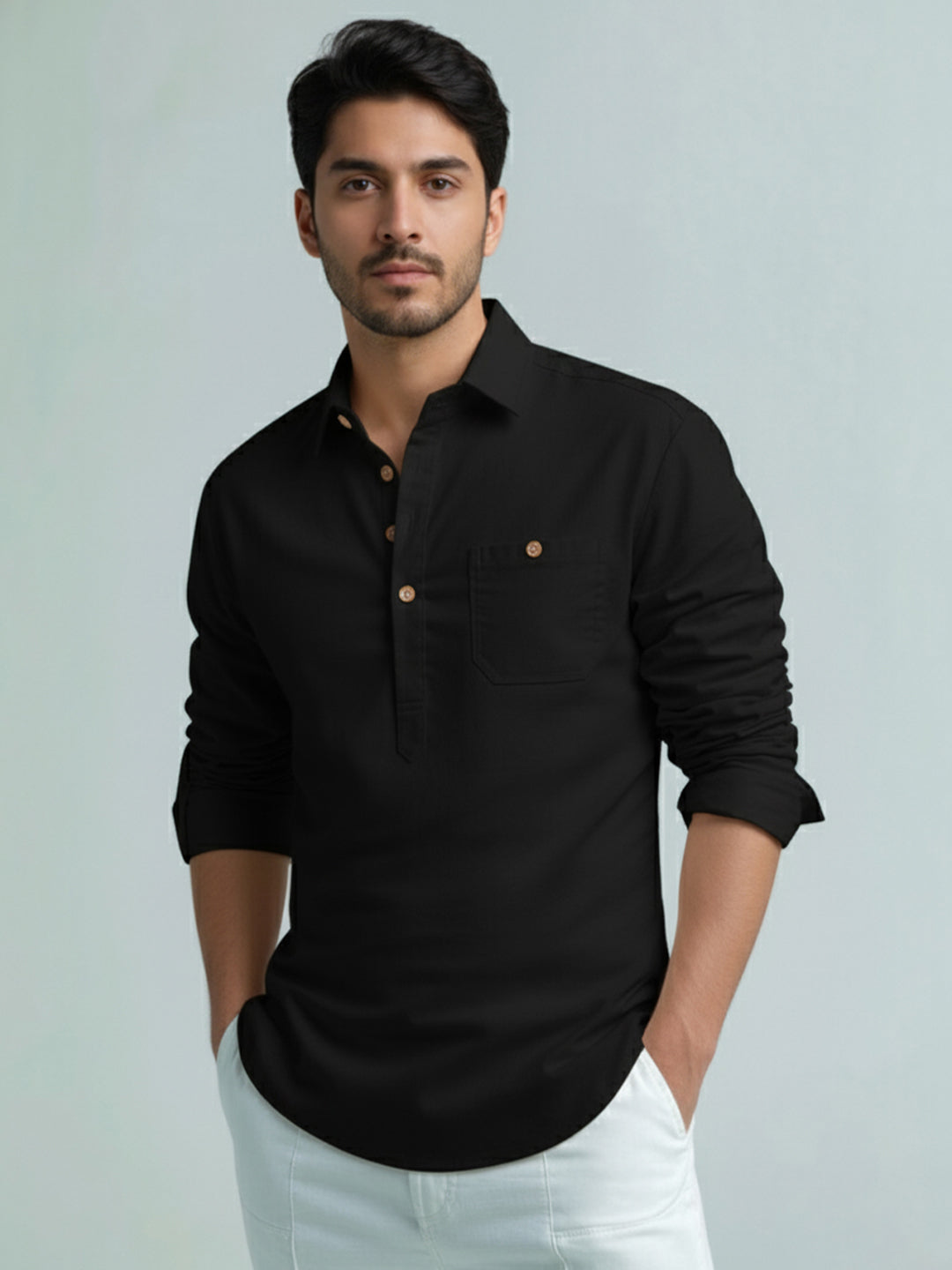 TerraDesi Men's Premium Cotton Short Kurta – Modern Ethnic Essential (SE82)