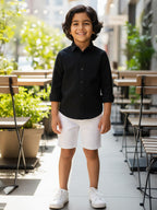 TerraDesi Junior Saffron Glow Solid Cotton Blend Full Sleeve Shirt