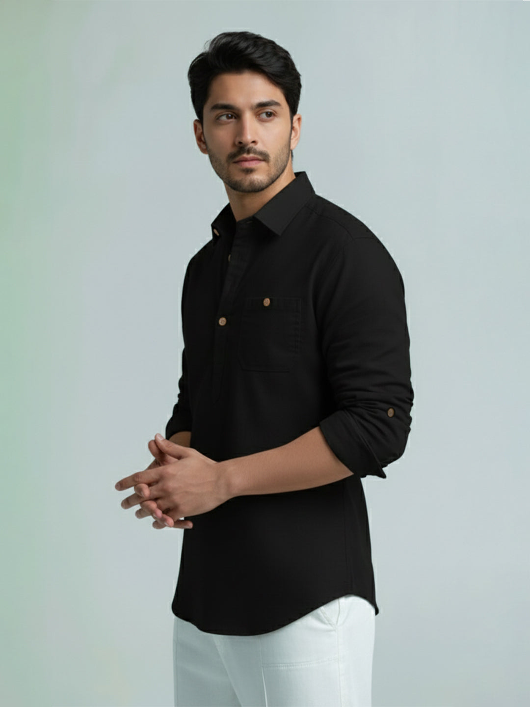 TerraDesi Men's Premium Cotton Short Kurta – Modern Ethnic Essential (SE82)